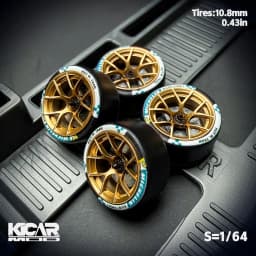 Kicarmod 1/64 Resin "Dove" Center Lock Racing Model Wheels 10.8mm with Rubber Tires & Dynamic Bearings for MINIGT 911 R8