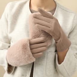Women's autumn and winter rabbit fur gloves plus velvet thickened windproof and warm riding cold-proof touch screen suede gloves