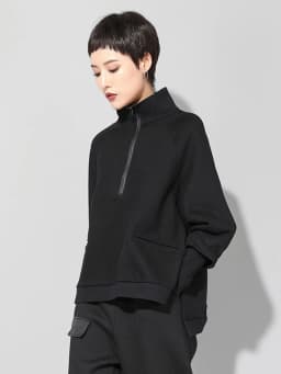 [EAM] Loose Fit Black Irregular Sweatshirt New Turtleneck Long Sleeve Women Big Size Fashion Tide Spring Autumn 2026 JQ021