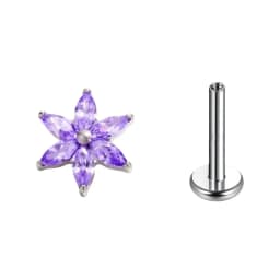 F136 Titanium Six-Petaled Flower Lip Piercing 16G Zirconia Labret Tragus Helix Cartilage Nose Jewelry Earrings