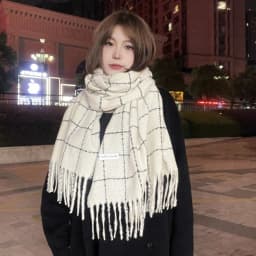 Tassel Plaid Wool Scarf Cashmere Shawl Solid Color Long Shawl Korean Style Scarves Wool Scarves Winter Cashmere Scarves Student