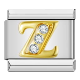 Hapiship Shiny CZ 26 Letters A-Z Italian Charms Gold Plated 9mm Stainless Steel Modular Bracelet DIY Jewelry DJ2479