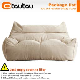 OTAUTAU Soft Waffle 1-2 Seat Bean Bag Couch Cover Set Without Filler Beanbag Armchair Lazy Sofa Bed Lounger Ottoman Stool SF182