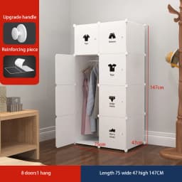Plastic Cube Storage Bins, Bedroom Armoire With Doors, DIY Toys Organizer Shelves, Clothes Dresser Closet Modular Cabinet