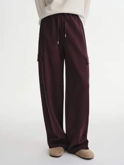 DUSHU Plus-size Women's Oversized Wide-leg Drawstring Cargo Pants Winter 2025 Collection Relaxed Rhythm Casualwear Winter New