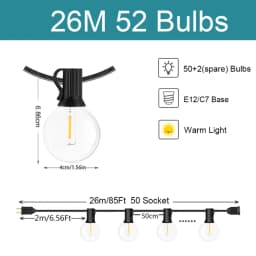 G40 String Lights Outdoor LED Festoon Fairy Patio Rope Garland Lamp Wedding Street Camping Garden Party Decoration Lights