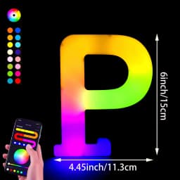 1PC Smart LED Letter Light - DIY RGB Marquee App Control Music Sync Indoor Sign Game Holiday Party Wedding Graduation Season A-Z