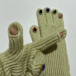 Luxury High Quality Rhinestone Solid Soft Extended Knitted Gloves Winter Warm Touch Screen Fashion Full Finger Women Mittens