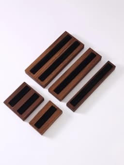 Walnut and Beech Wood Ring Display Tray, Fashionable High-end Accessory Display Stand Holder, Black Beige Ring Storage Rack