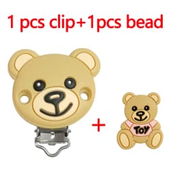 2pcs/set Silicone Cartoon Animal Pacifier Clip Molar Bead DIY Pacifier Chain Jewelry Accessories
