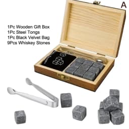 Father'S Day Gift Whiskey Stones Set 8 Pcs Granite Ice Cubes+ 2 Pcs Cups For Whisky In Wooden Bottle Box Present For Dad〔CC11〕
