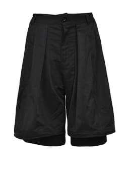 [EAM] High Waist Black Pleated Shaped Knee Length Pants New Loose Fit Trousers Women Fashion Tide Spring Summer 2026  1DF9708