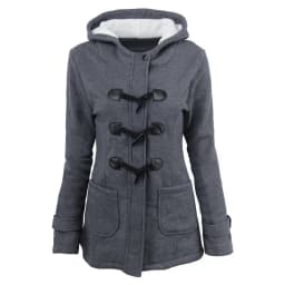 Long Cotton Jacket Women's Winter Coat Warm Overcoat Thickened Fleece Lined Slim Fit Hooded Button Front Closure Ladies Coat