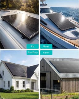ECOBOSS 100W Solar Panel N-Type 16BB 25.8% Efficiency 100 Watt Solar Panels Monocrystalline Modules for 12V Off-Grid Systems Trailers Campers Boats Farms Cabins and Rooftops