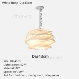Danish Designer White Rose Pendant Lighting for Kitchen Island Bedroom Romantic Restaurant Acrylic Petal Chandelier Decor Lamps