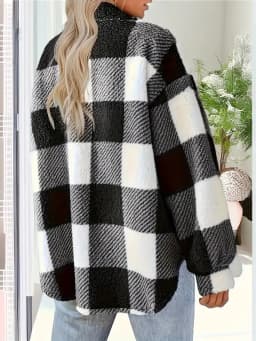 Customizable autumn and winter open-button lapel plaid coat plaid pattern button front jacket warm Suit Jackets