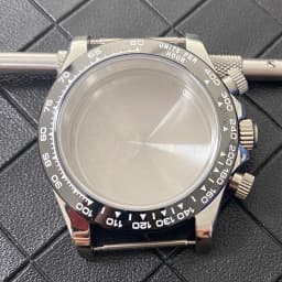 VK63 Watch Case with Sapphire Glass Stainless Steel Case with Ceramic Bezel Men's Watch Accessories for VK63 Quartz Movement