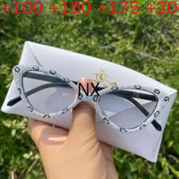 mincl Cat Eye Crystal Rhinestone Reading Glasses for Women Sparkling Eyewear Frames Female Trendy bling Diamond Reader NX