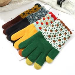 Winter Thicken Warm Gloves For Women Students Cute Sunflower Knitted Touch Screen Gloves Girls Outdoor Riding Skiing Gloves New