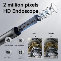 8mm Lens Industrial Endoscope, 1920p Borescope with Adjustable Led Light Ip67 Waterproof Camera for iPhone, Ipad, Samsung