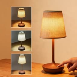 HPH LED Table Lamp Vintage Lamp Fabric Shade Desk Light Retro Bedside Lamp for Home Livingroom Bedroom Decor Night Light
