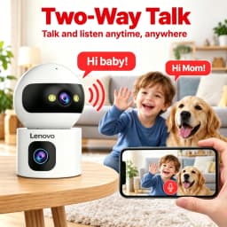 Lenovo 8MP 5G WiFi IP Camera Dual Lens With Adjustable Bracket Auto Tracking Indoor Wireless Surveillance Cameras Baby Monitor