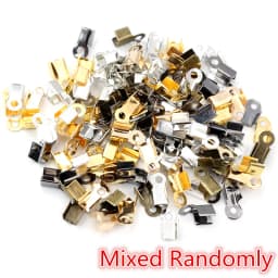 200pcs/lot Cove Clasps Cord End Caps String Ribbon Leather Clip Tip Fold Crimp Bead Connectors For DIY Jewelry Making Supplies