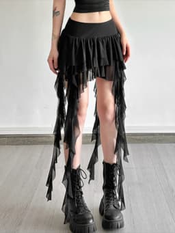 Aoaiiys White Skirts Women Irregular Ruffled Lace Mini Skirt Fashion French High Waisted A-Line Skirts Summer New Female Skirts