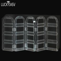 Clear 120/180/240/360 holes Plastic Earrings Studs Display Rack Folding Screen Earring Jewelry Display Holder Storage For Stud