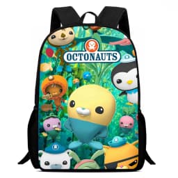 Popular O-Octonauts Print Backpack Schoolbag Boys and Girls Backpack Zipper Shoulders The Best Gift Camping Rucksack