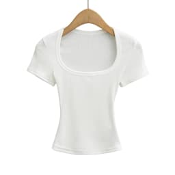 Square Collar High Stretch Summer Crop Tops Women Short Sleeve Tops Sexy Pullover Bottoming Blouses Slim T-shirt