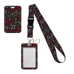 Simple Marble Heart Rainbow Card Holder with Buckle Lovely Hanging Rope ID Pass Hang Accessories Holder Lanyard Passr Case