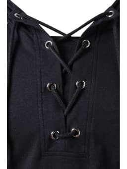 Men's Knight Drawstring Lace Up Pullover Hoodie Steampunk Long Sleeve Hooded Sweatshirt Black, Gothic Victorian Style