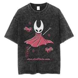 Washed Vintage Game Hollow Knight Double Sided Print T-shirt Men Women Fashion Casual T-shirts Oversized Short Sleeve T Shirts
