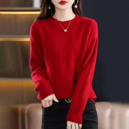 Autumn Winter 100% Merino Wool Women's Round neck Sweater Casual Diamond Hollow Knitwear Pullover New Embroidered Sweater Tops