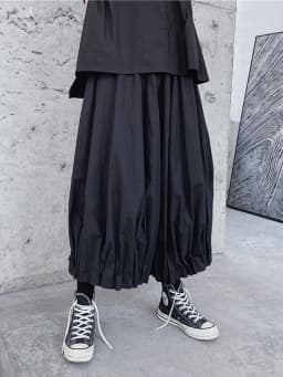 [EAM] High Elastic Waist Black Brief Pleated Wide Leg Pants New Loose Fit Trousers Women Fashion Tide Spring Autumn 2026 1DF1103