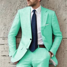 Blue Men Suits Elegant Full Set Notch Lapel Single Breasted Luxury 2 Piece Jacket Pants Slim Fit Wedding Costume for Groom 2024