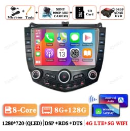 Android 15 For Honda Accord 7 2003 - 2007 Head Unit Stereo Autoradio Navigation 4G LTE 5G WIFI DSP Car Radio Qualcomm AUTO BT