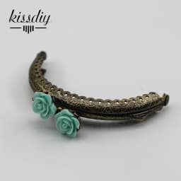 KISSDIY 10pcs 8.5CM Rose Head Pattern Purse Frame Antique Bronze Semi-Circle Shape Bag Kiss Clasp Lace Metal DIY Bag Accessories