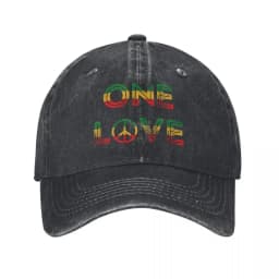 Get Up Stand Up Reggae Rasta Baseball Cap Vintage Distressed Denim Washed Bob Marley Snapback Hat Unisex Adjustable Fit Cap