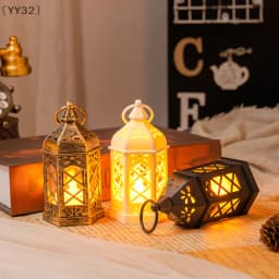 〔YY32〕Retro Desktop Lamp - Halloween Ambient Decor & Creative Gift Hexagonal LED Wind Lamp Candle Lamp Portable Pony Lamp