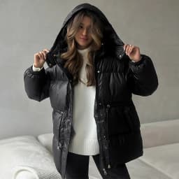  Fashion Solid Cropped Padded Coats Women Detachable Hood Zip Drawstring Hem Warm Jacket 2026 Winter New Lady Casual Outerwear