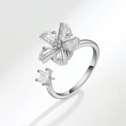 SMJEL Flower Shiny Rhinestone Rotatable Fidget Spinner Ring for Women Anti Anxiety Butterfly Animal Design Anti Stress Accessory