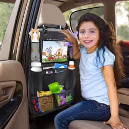 Car Backseat Organizer with Tablet Holder - Multi-Pocket Storage & Seat Protector for Kids/Pets