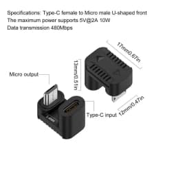 Type-C Female ToMicro Male Adapter USB 2.0 Female Type C To Male Mini USB Adapter Support Microphone Charging Data Transmission