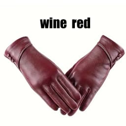 Elegant Women PU Leather Windproof Touchscreen Gloves With Soft Fleece Lining Warmth Cycling Gloves Anti-slip Design for Outdoor