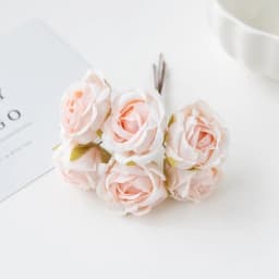 6Pcs Artificial Flowers Wedding Mini Bouquet Wreath Scrapbooking for Home Christmas Decor Diy Holiday Accessories Silk Tea Rose
