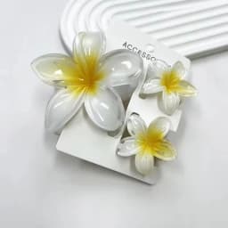 1 Large 2 Small Set Sweet Flower Shape Colorful Gradient Hair Claws Women Ponytail Cilp Clamp Hairpins for Girl Beach Headwear