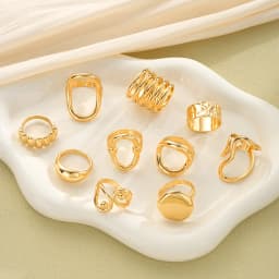 New 10Pcs/Set Irregular Smooth Rings Set for Women Geometric Exaggerated Gold Color Finger Rings Vintage Fashion Party Jewelry