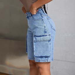 Straight Leg Shorts Casual Distressed Wash with Regular Thickness Summer Season Mid Rise Waist No Stretch Wrinkle Women Shorts